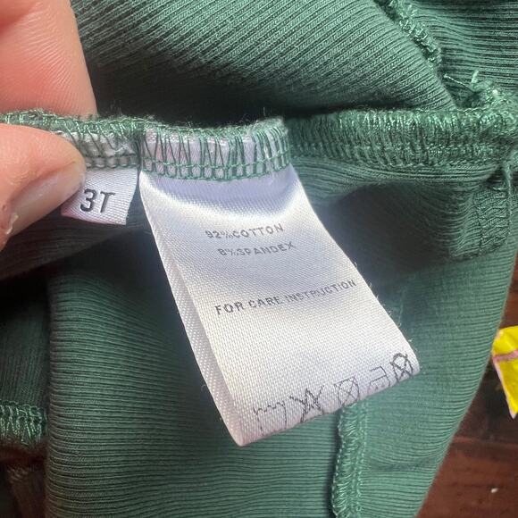 Jane + Jo Dress 3T Green Ribbed Dress Flutter Sleeve Zipper Back Holiday - Picture 6 of 7